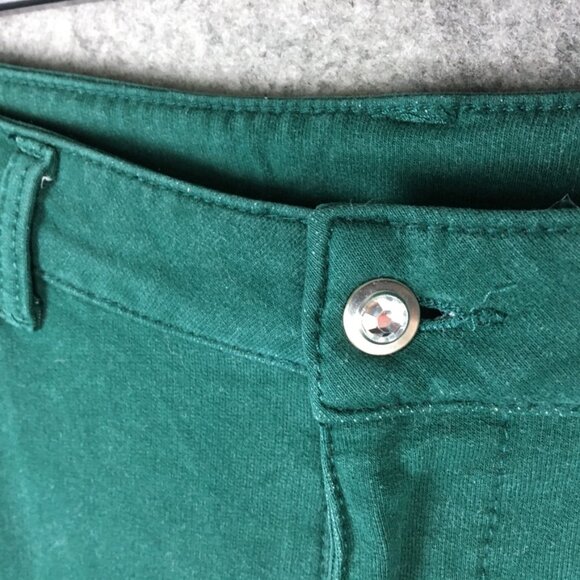 Quacker Factory Dream Jeannes 8 29 High Rise Bootcut Green Stretch Embellished - Picture 5 of 13
